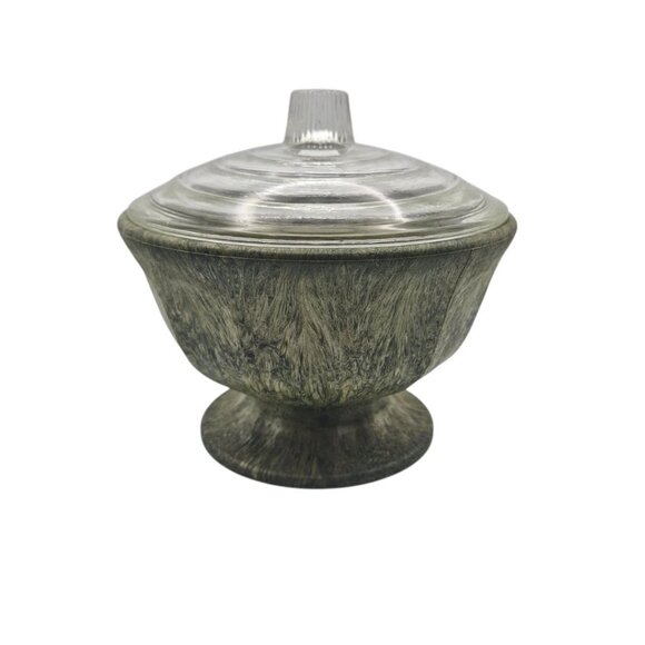 Fronzwood Kokomo Bowl Glass Lid Green Composite Vintage Art Mid Century Modern - Picture 8 of 8